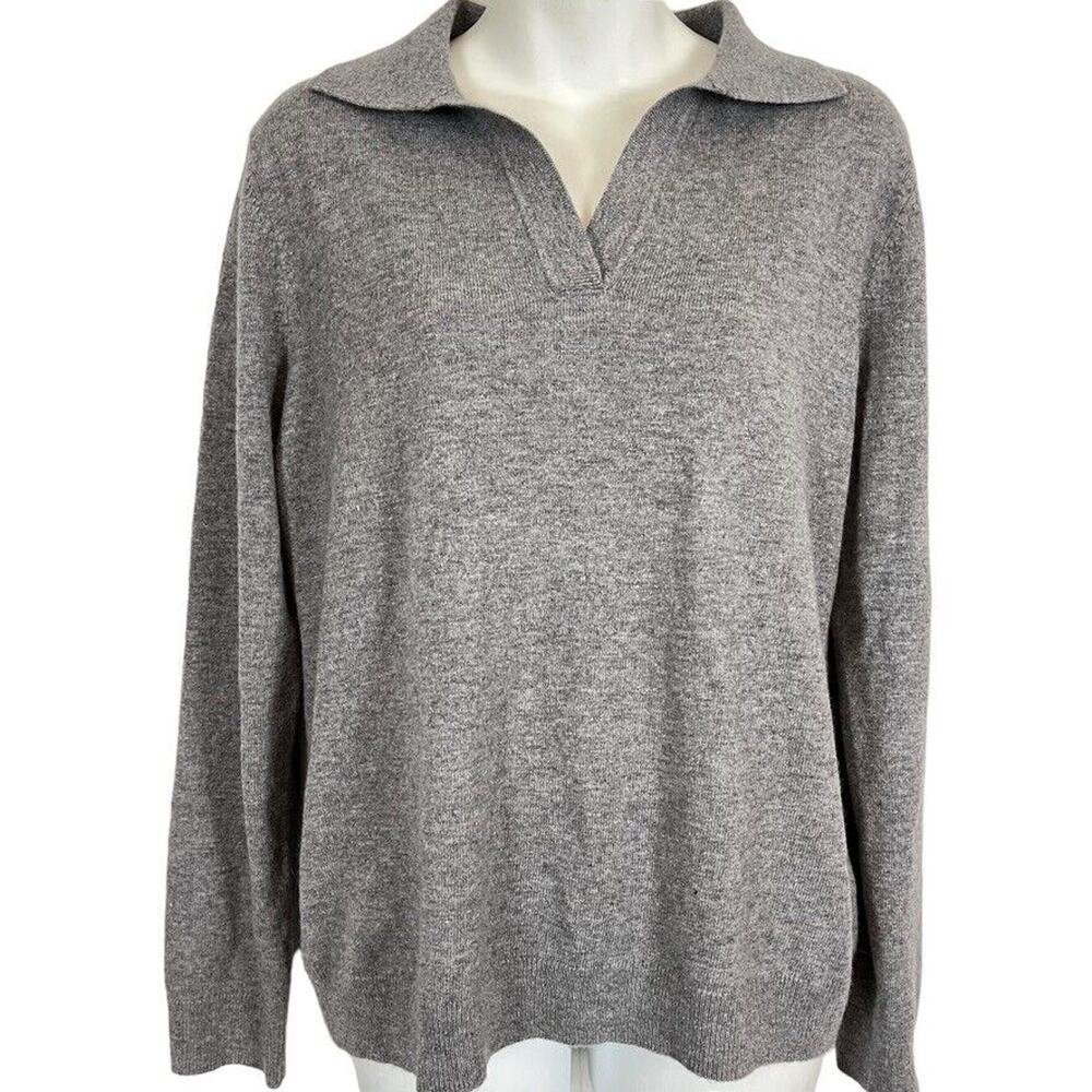 Greenmount Womens V-Neck Long Sleeve Cashmere Blend Long Sleeve Sweater sz L